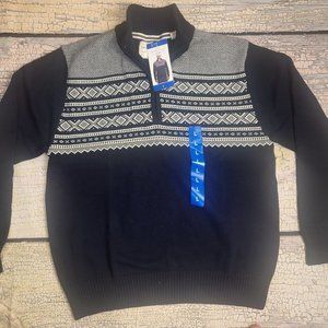 NWT.15.Weatherproof Vintage Men's Fair Isle 1/4 Zip Pullover Sweater,Navy Size L
